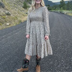 Elegant Long Sleeve Floral Dress